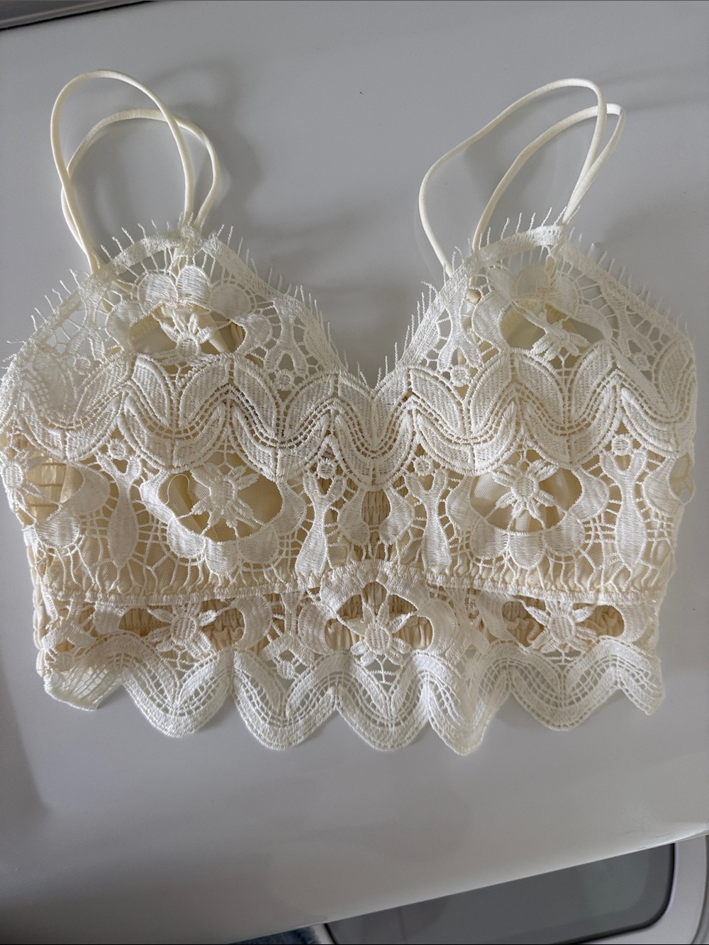 By Anthropologie Lace Bralette Crop Top - Cream size medium like new